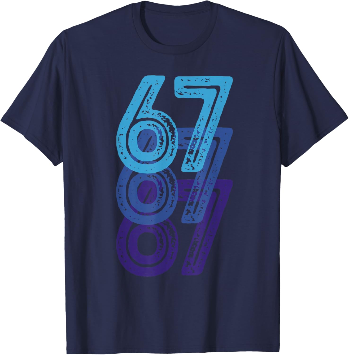Number 67 Blue Best Classic College Style Birthday Funny T-Shirt - T-Shirt | Navy