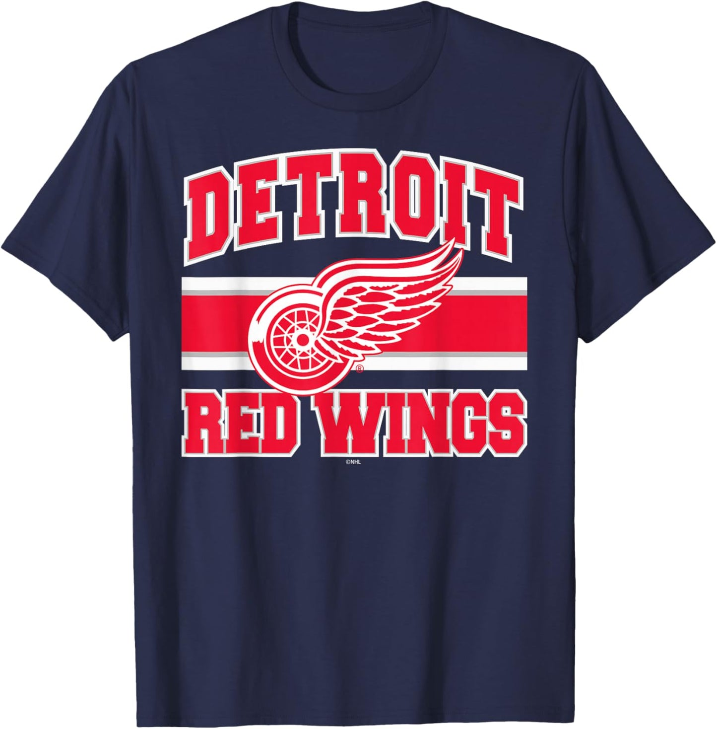 Detroit Red Wings Stripe Black Officially Licensed T-Shirt - T-Shirt | Navy