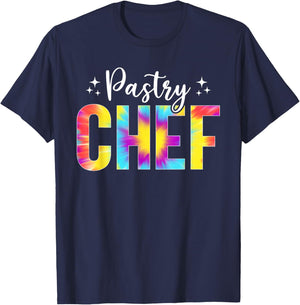Tie Dye Pastry Chef , Men & Chefs - Black, Small, Short Sleeve, Classic Fit, Cotton 65%, Polyester 35% T-Shirt - T-Shirt | Navy
