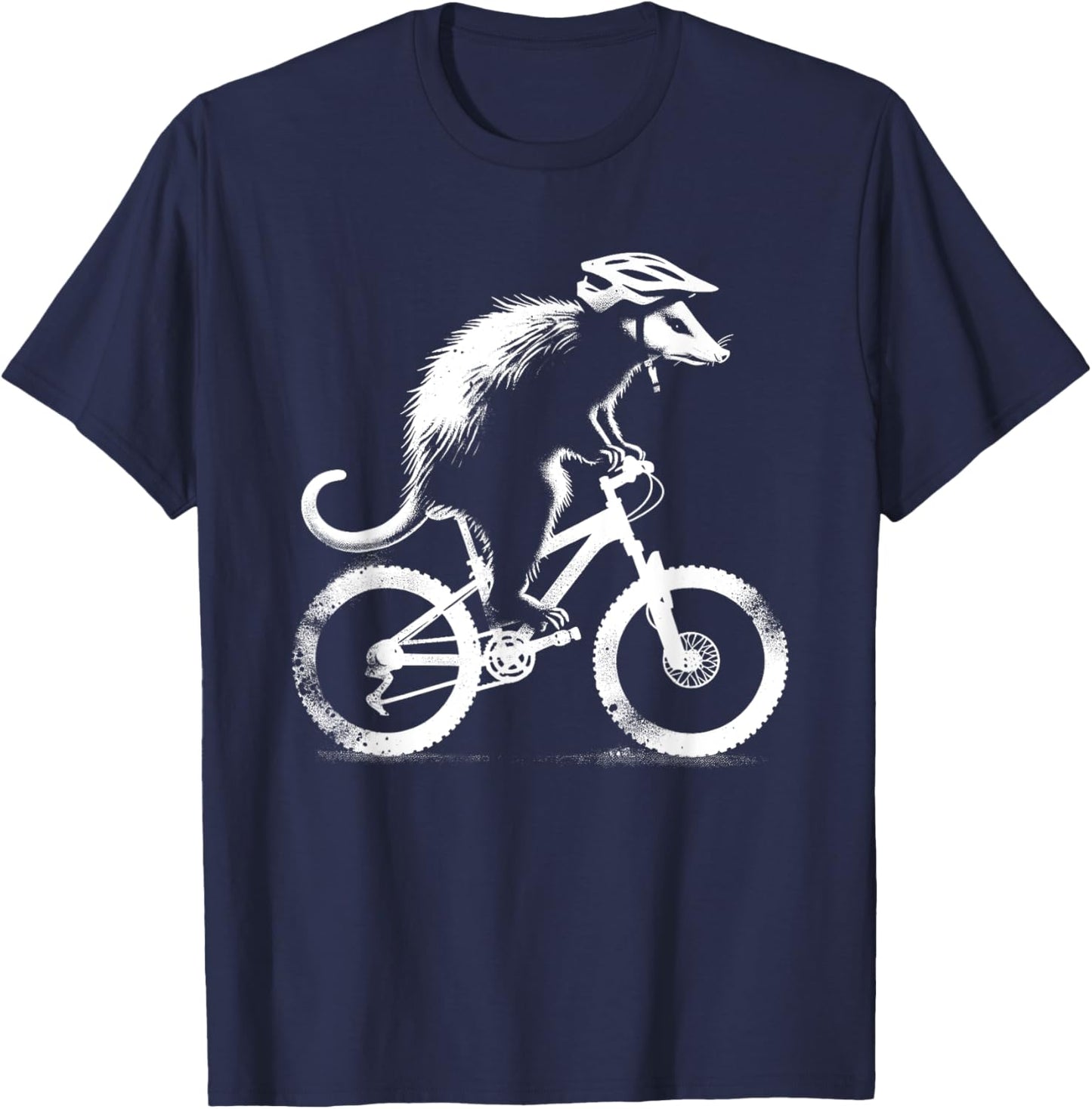 Opossum On Bicycle - Funny Graphic Biking Possum Lover T-Shirt - T-Shirt | Navy