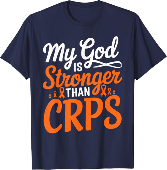 My God Is Stronger Than Crps Awareness Ribbon T-Shirt - T-Shirt | Navy