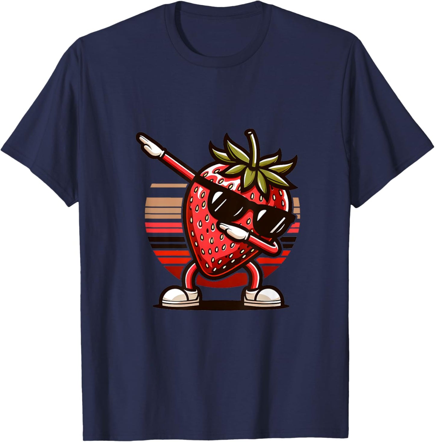 Funny Dab Strawberry Dancing Dabbing Fruit Meme T-Shirt - T-Shirt | Navy