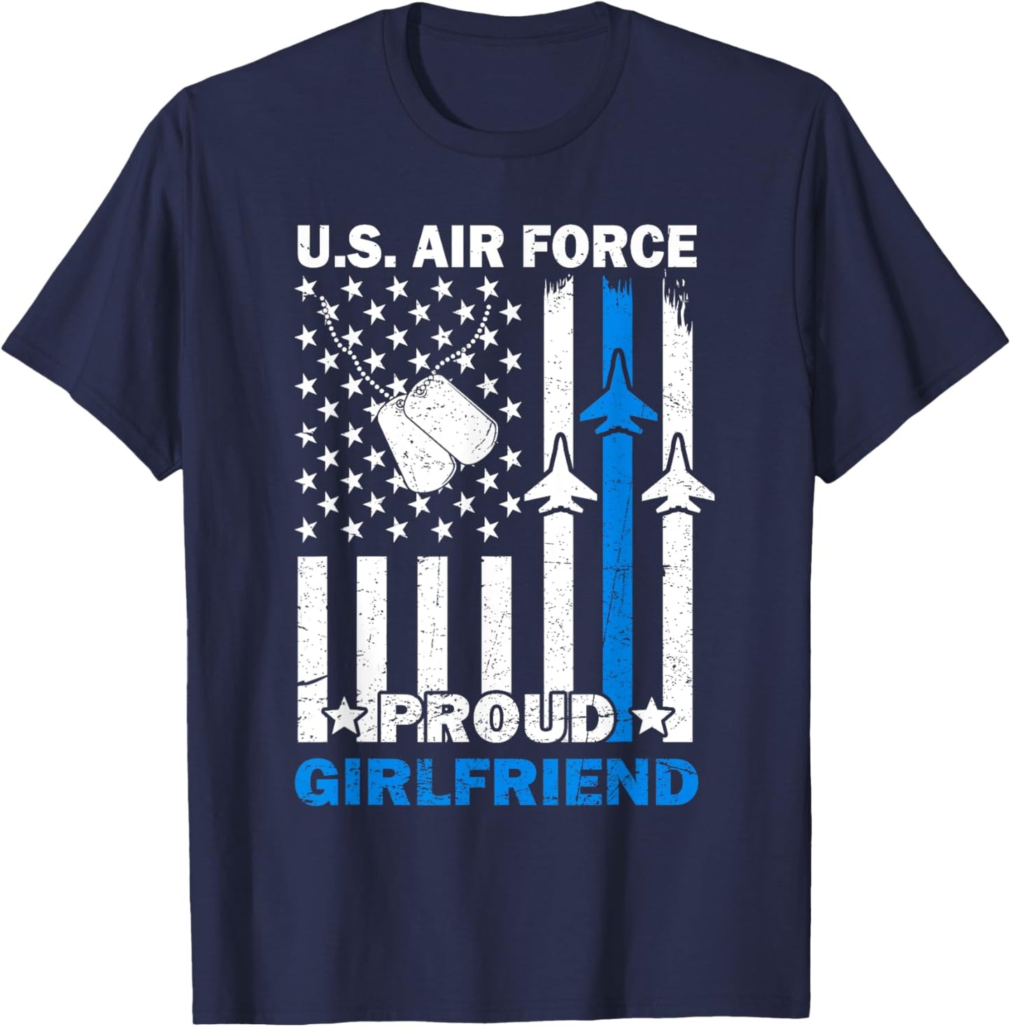US Air Force USAF Veteran Proud Girlfriend Family Matching T-Shirt - T-Shirt | Navy