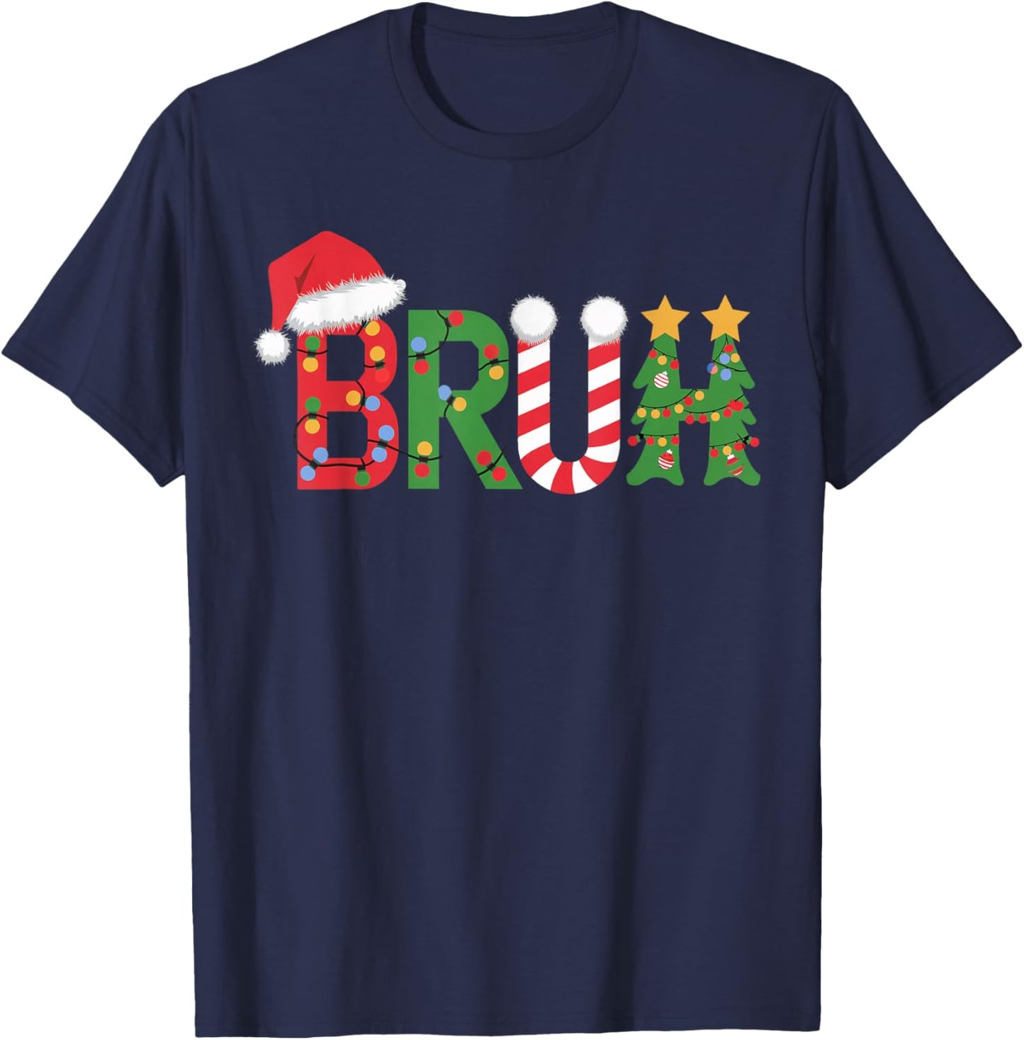 Christmas Shirts for Kids Boys Bruh Funny Christmas Women T-Shirt - T-Shirt | Navy
