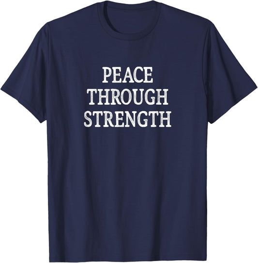 Peace Through Strength - Vintage Style T-Shirt - T-Shirt | Navy