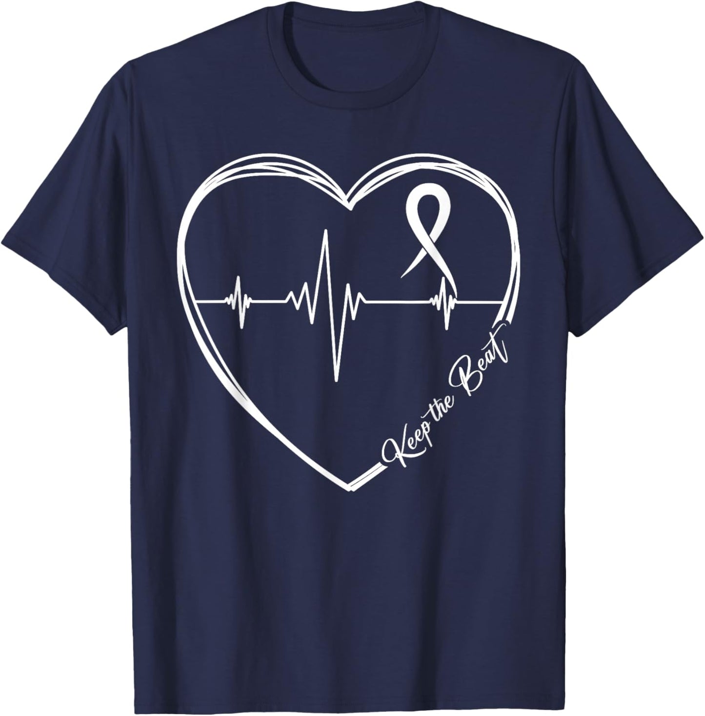 Heart Health Heart Disease Awareness Heartbeat CHD Wear Red T-Shirt - T-Shirt | Navy