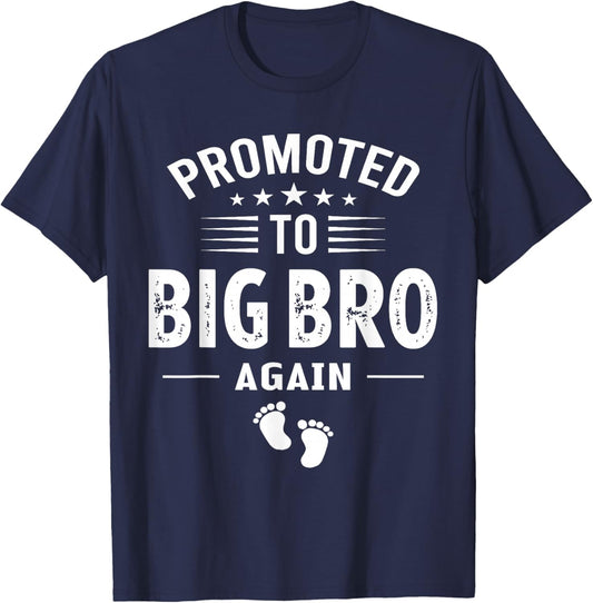 Funny Promoted to Big Brother Again - Baby Announcement T-Shirt - T-Shirt | Navy