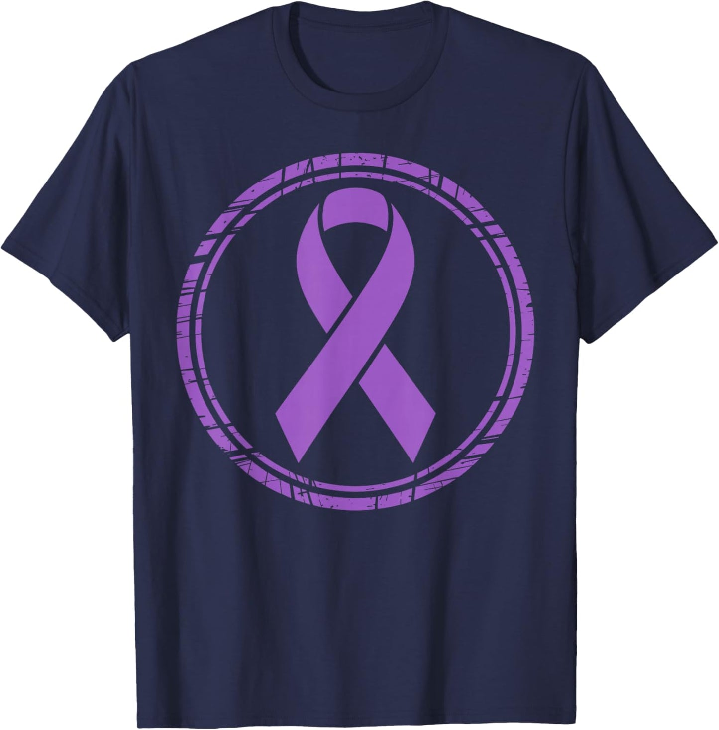 Domestic Violence Awareness Month DV Purple Ribbon Support T-Shirt - T-Shirt | Navy