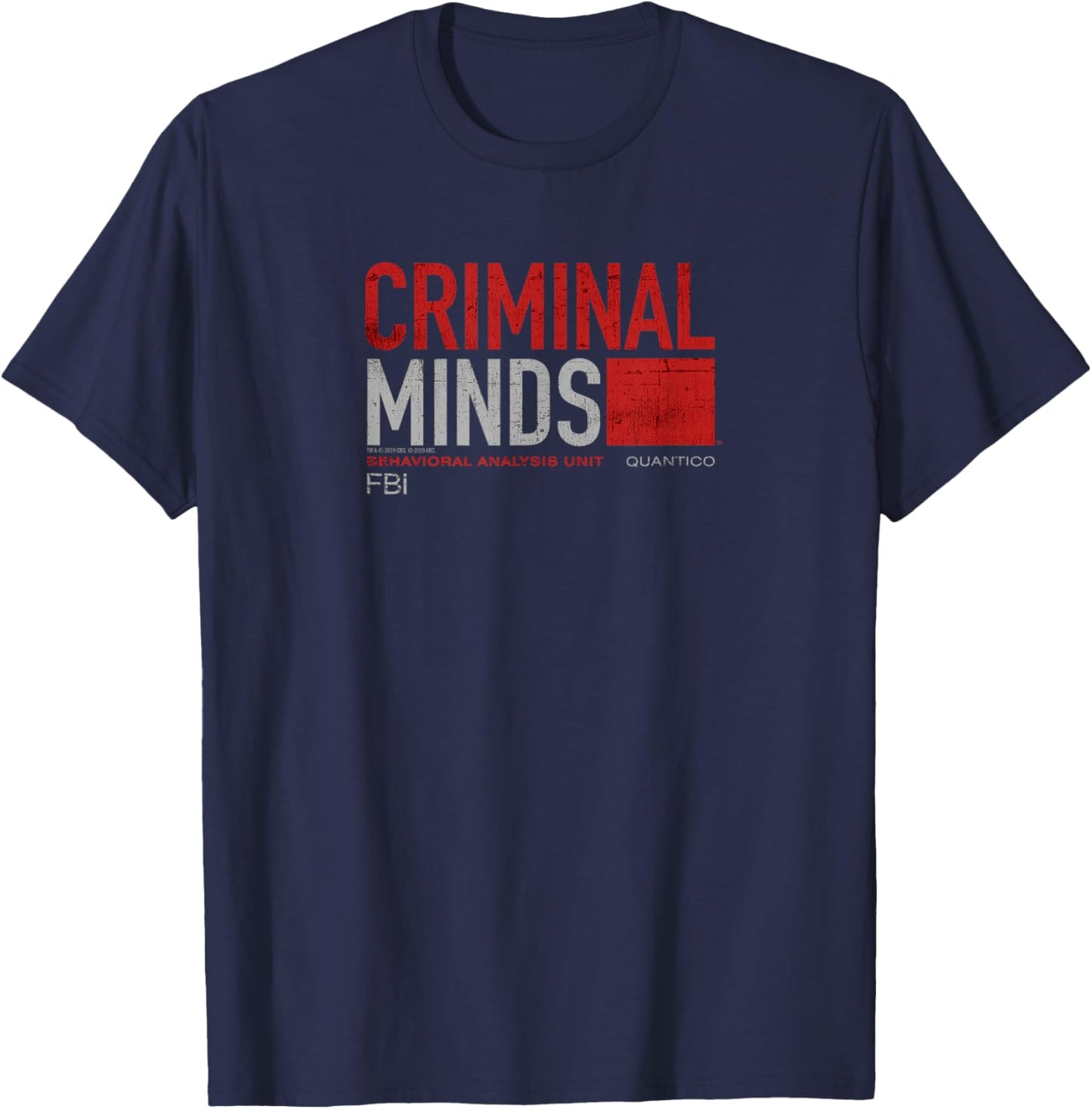 Criminal Minds Distressed BAU Quantico , Black, S T-Shirt - T-Shirt | Navy