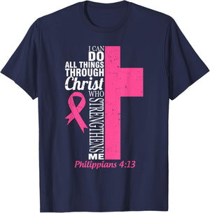 Breast Cancer Awareness Month Warriors Survivors Christians T-Shirt - T-Shirt | Navy