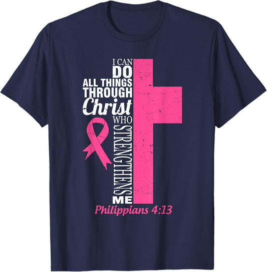 Breast Cancer Awareness Month Warriors Survivors Christians T-Shirt - T-Shirt | Navy