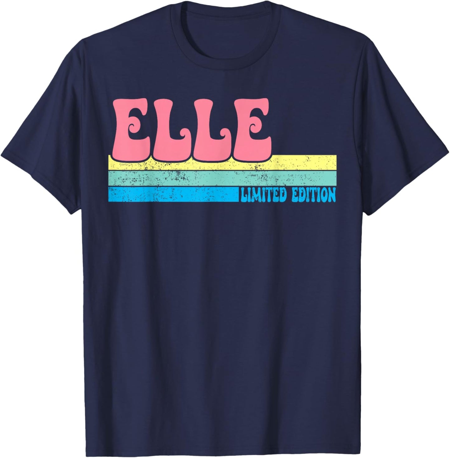 ELLE Name Personalized Cute Idea Groovy Women ELLE T-Shirt - T-Shirt | Navy