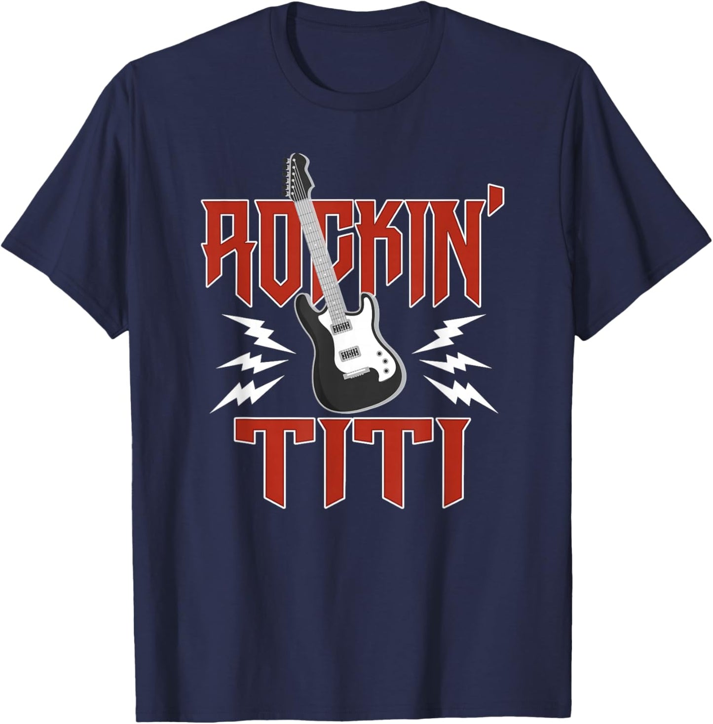 Titi Rockin One Birthday Family Matching Rock Guitar T-Shirt - T-Shirt | Navy