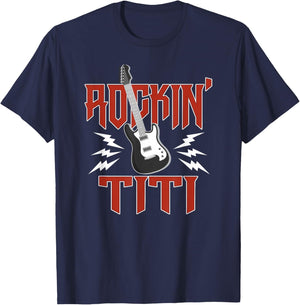 Titi Rockin One Birthday Family Matching Rock Guitar T-Shirt - T-Shirt | Navy