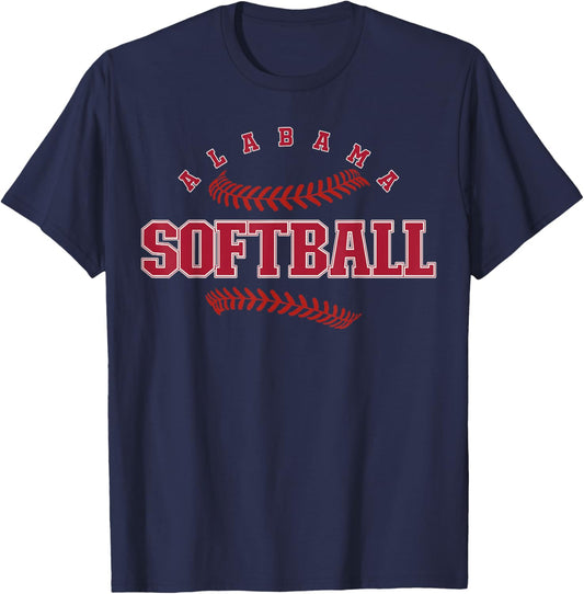 Alabama Softball Vintage Kids Team Retro Softball Fan T-Shirt - T-Shirt | Navy
