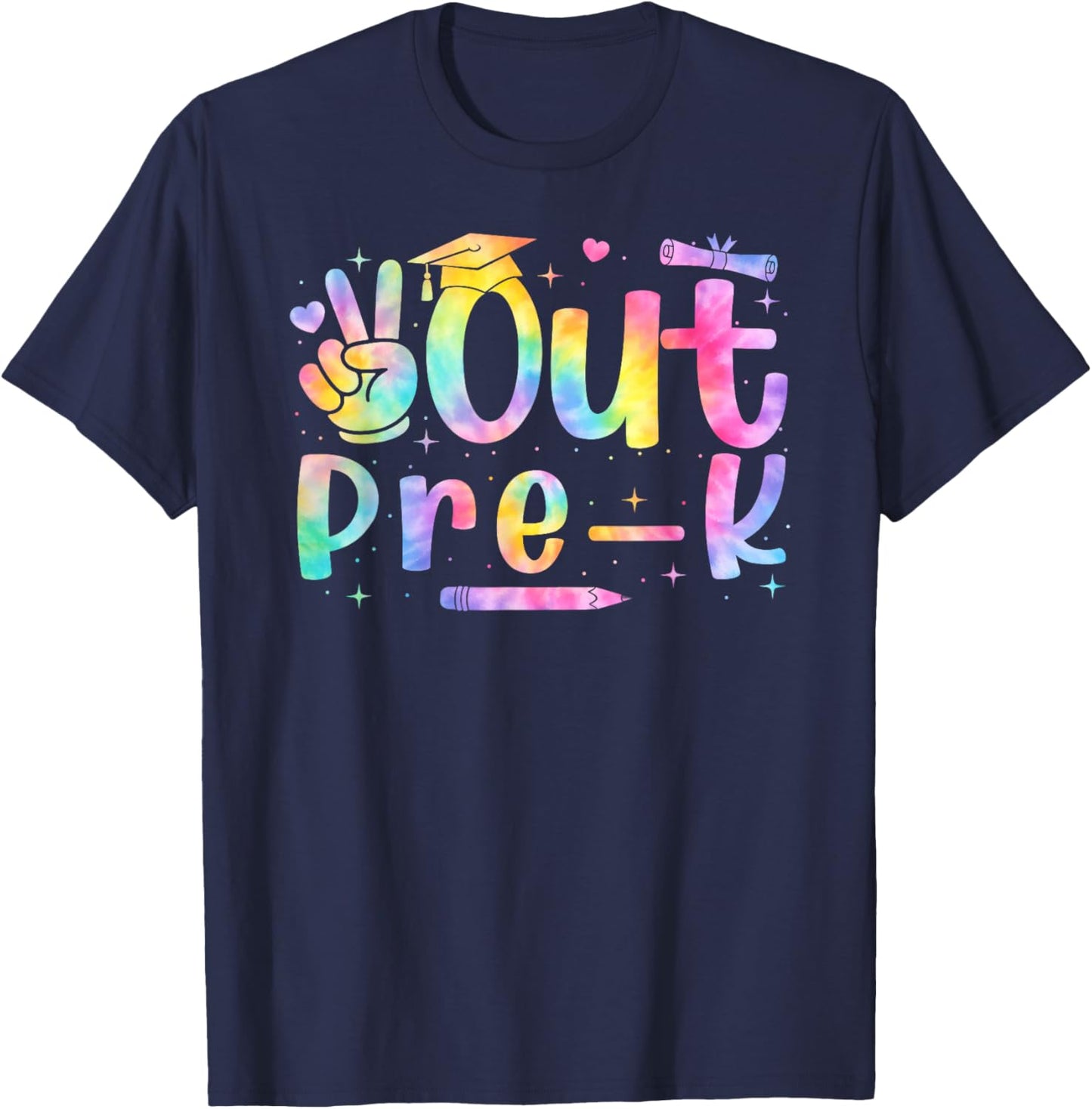 Peace Out Pre-K PreK Graduation Tie Dye Last Day of School T-Shirt - T-Shirt | Navy