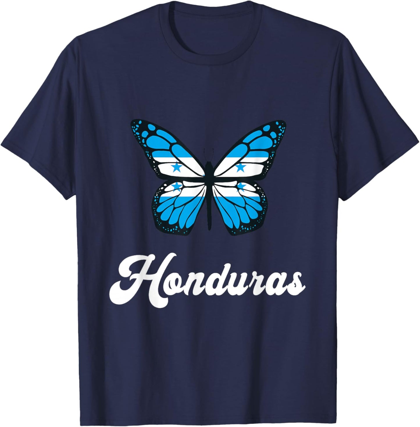 Honduras Flag Proud Butterfly Central America Honduran Roots T-Shirt - T-Shirt | Navy