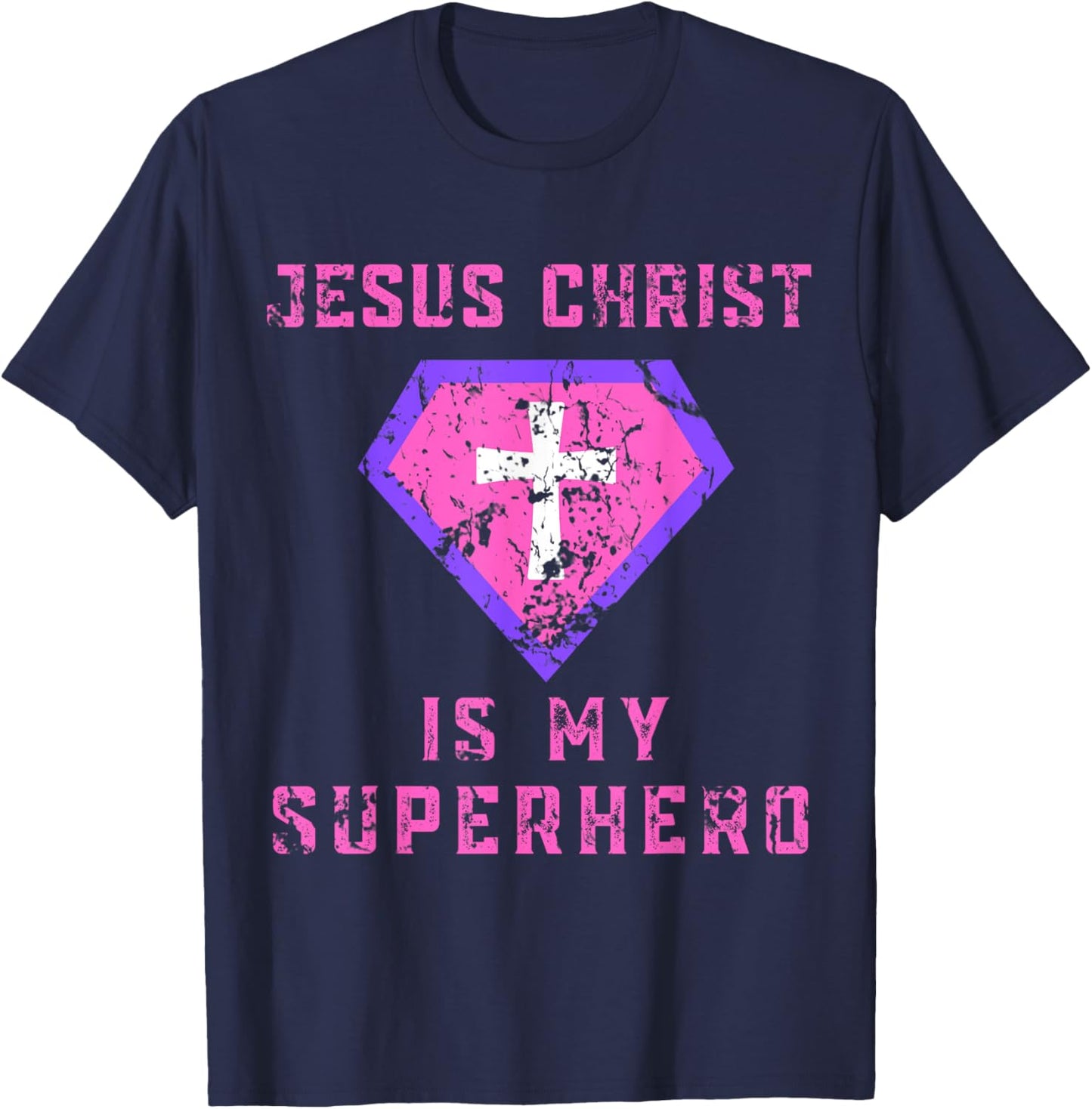 Jesus Christ Is My Superhero Jesus Kids Toddler Girls 5T 4T T-Shirt - T-Shirt | Navy