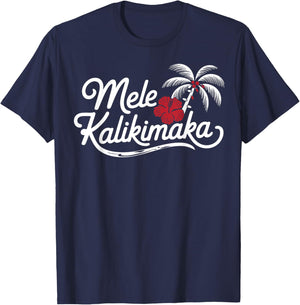 Mele Kalikimaka Tropical Christmas Hawaiian Xmas T-Shirt - T-Shirt | Navy