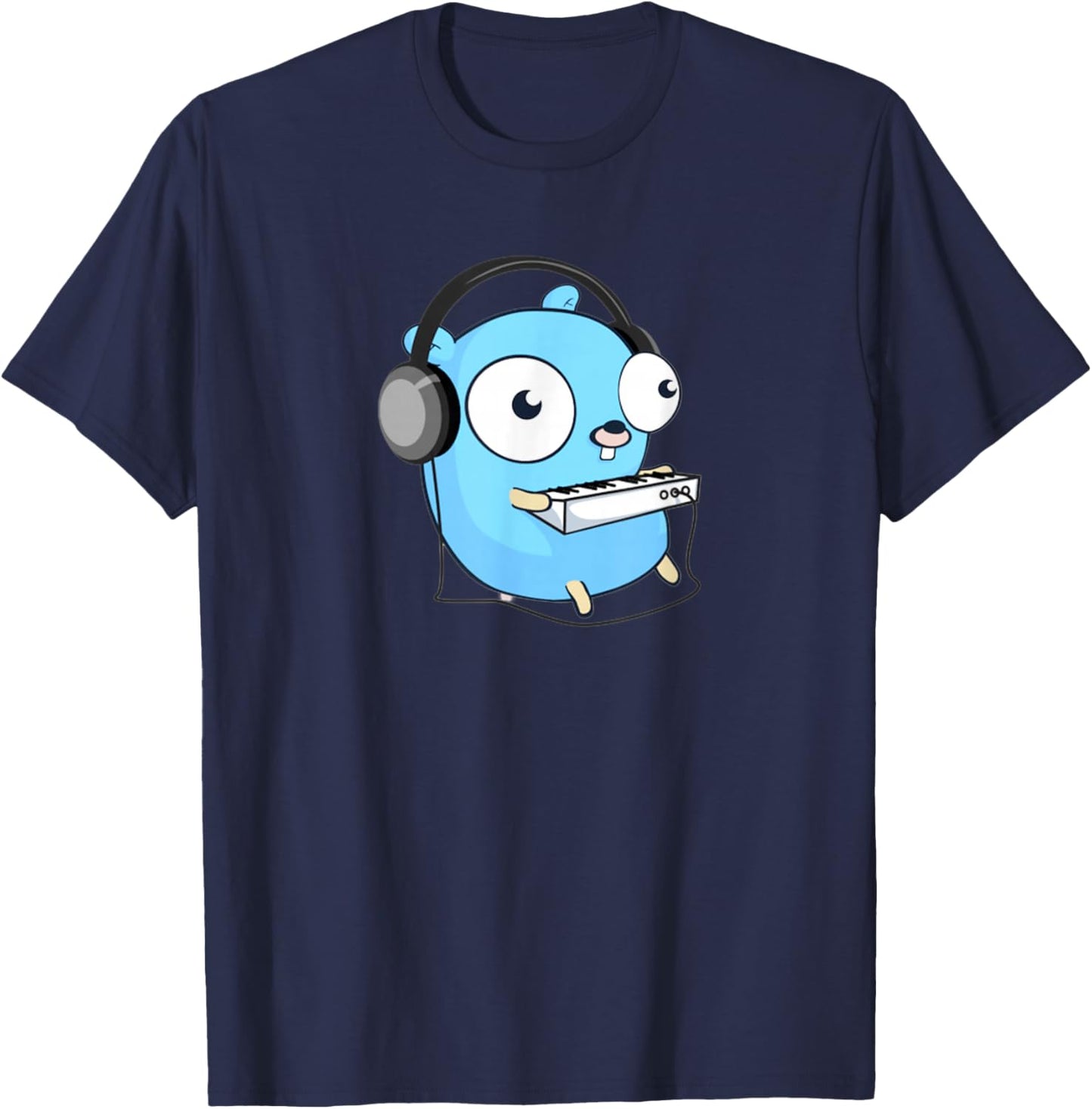 Music Gopher - Fun Programmer Developer GO lang Logo T-Shirt - T-Shirt | Navy