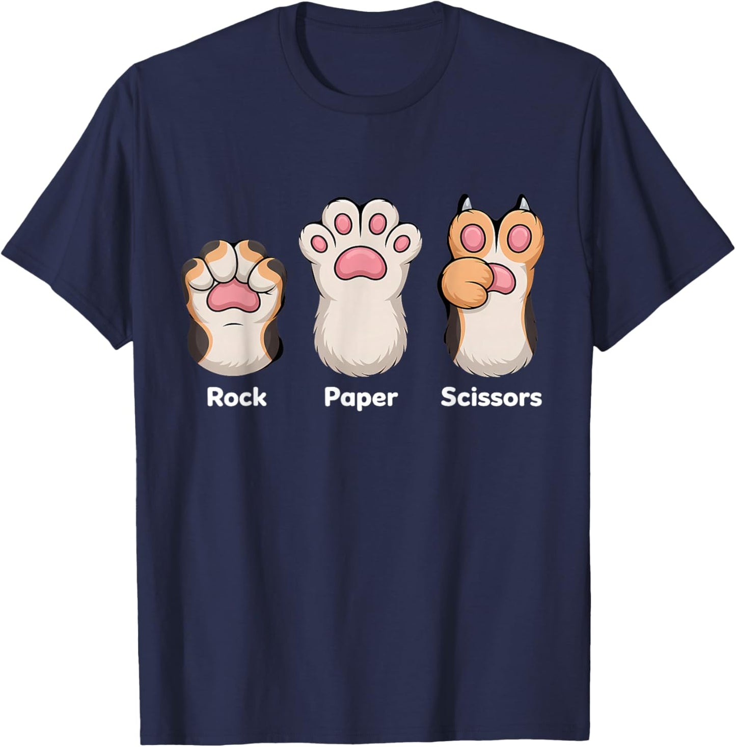 Rock Paper Scissors Hand Game Funny Dog Paw T-Shirt - T-Shirt | Navy