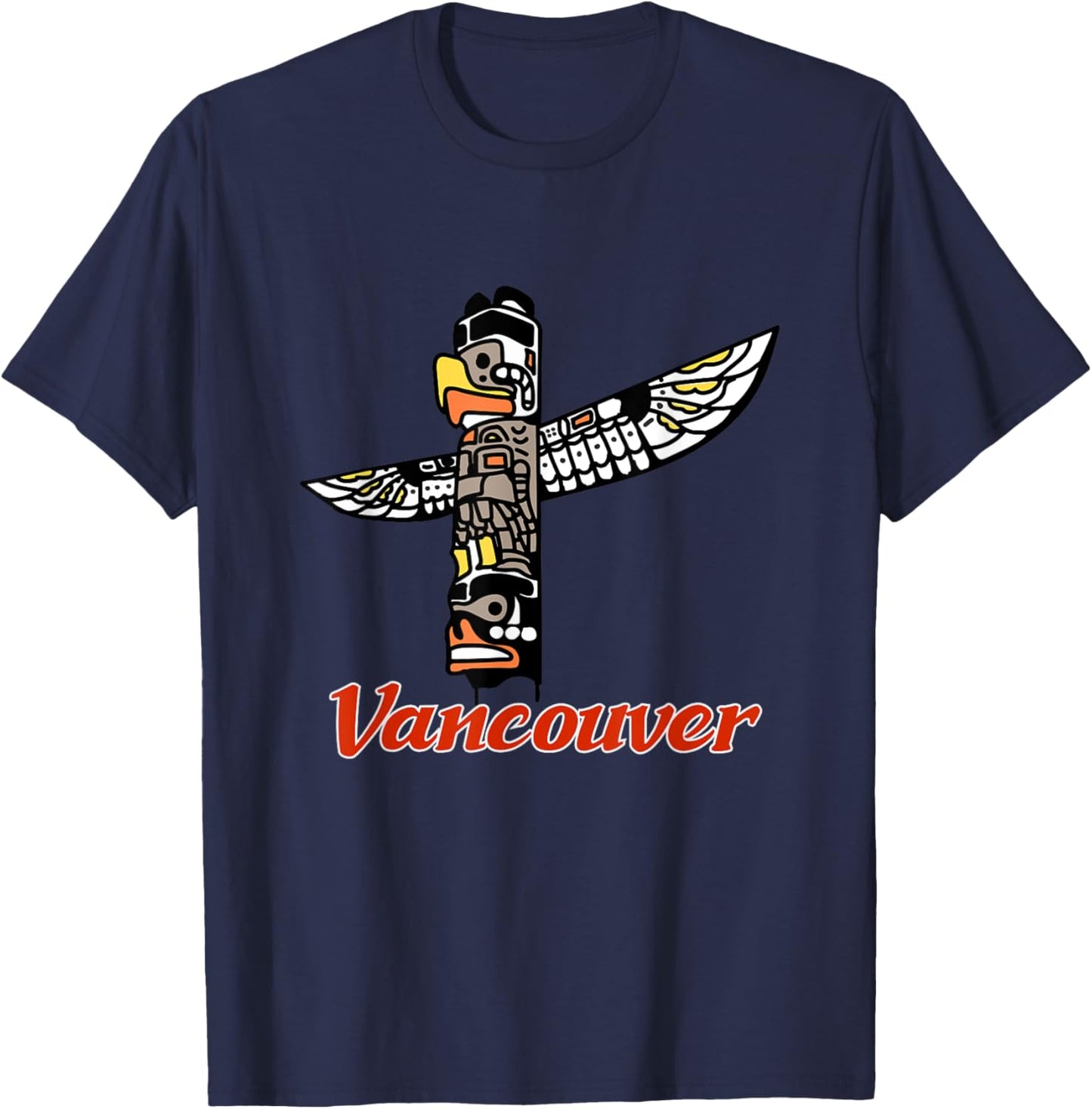 British Columbia Totem Pole Vancouver Canada Stanley Park T-Shirt - T-Shirt | Navy
