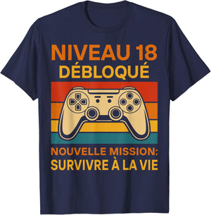 18 Years Birthday Humor 18th Year 2008 Gift Gamer T-Shirt - T-Shirt | Navy