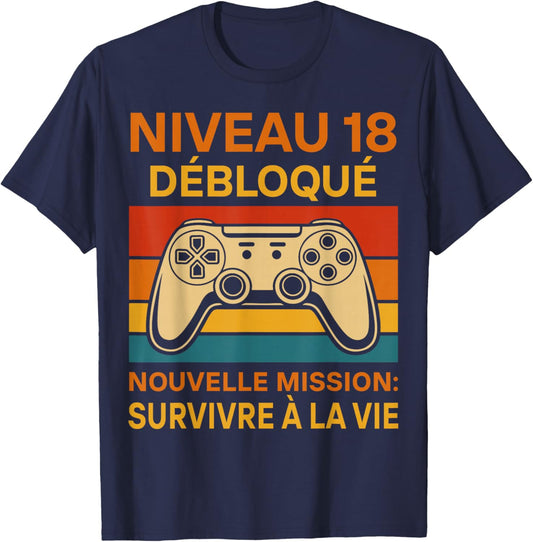 18 Years Birthday Humor 18th Year 2008 Gift Gamer T-Shirt - T-Shirt | Navy