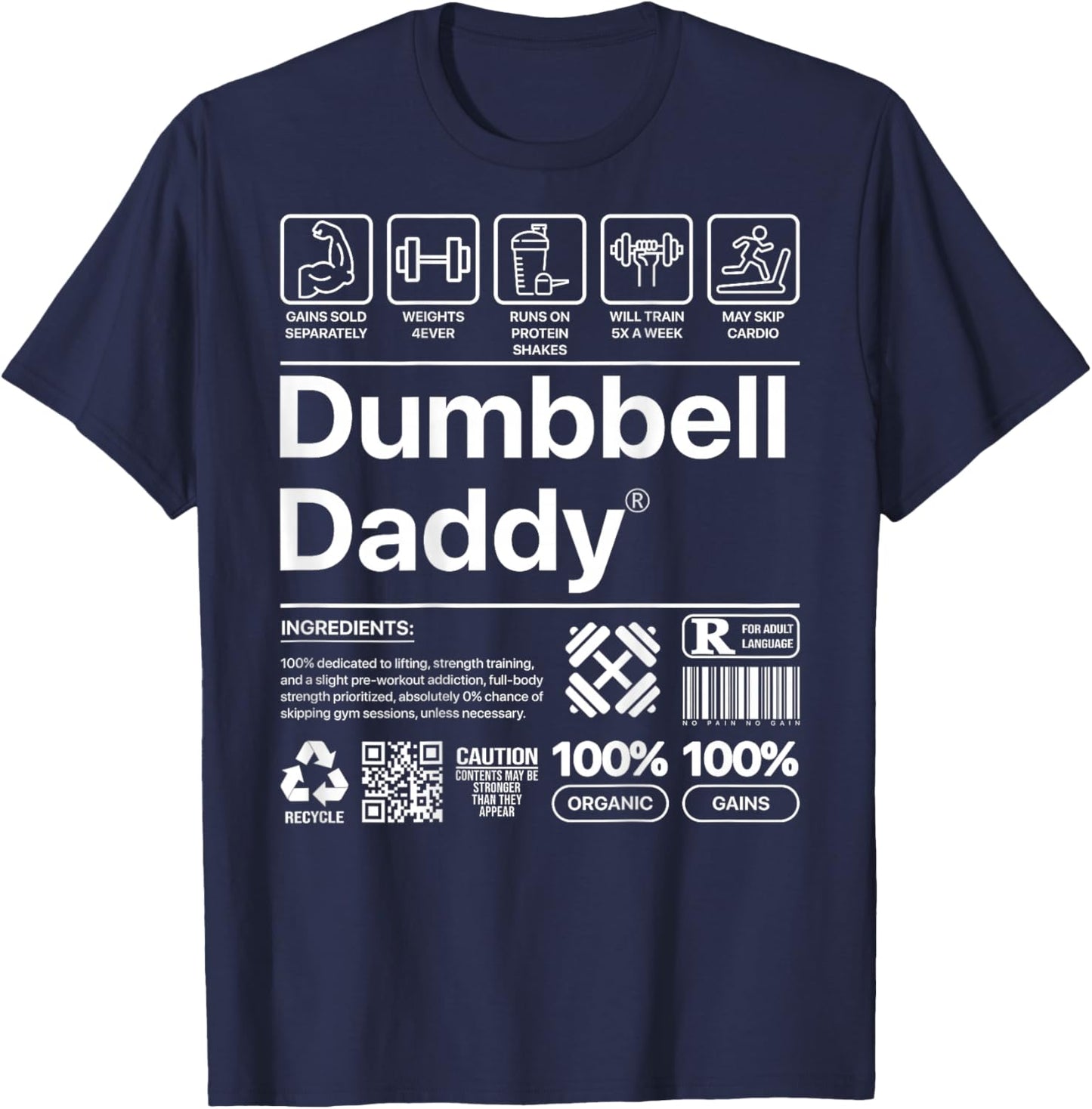 Dumbbell Daddy And Dad Gym Workout Father Funny T-Shirt - T-Shirt | Navy