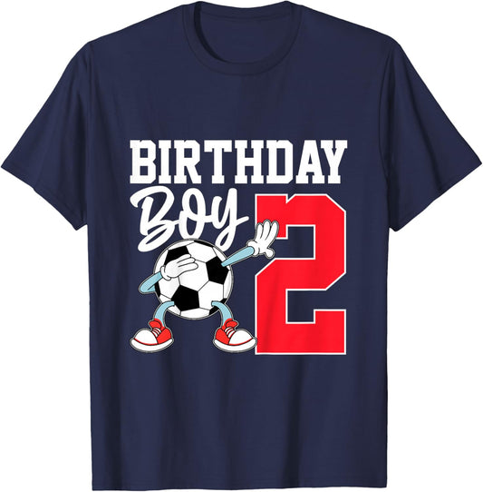 Kids 2nd Birthday Shirt Boy Soccer Kids Football Two 2 Year Old T-Shirt - T-Shirt | Navy