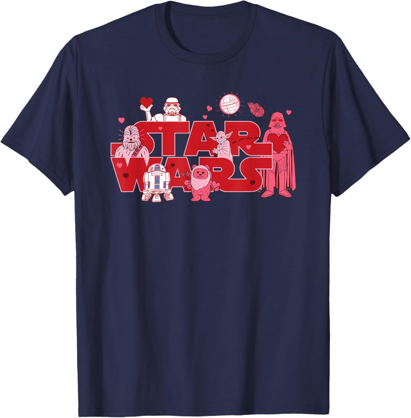 Star Wars Valentine's Day Logo Toon Classic Movie Characters T-Shirt - T-Shirt | Navy