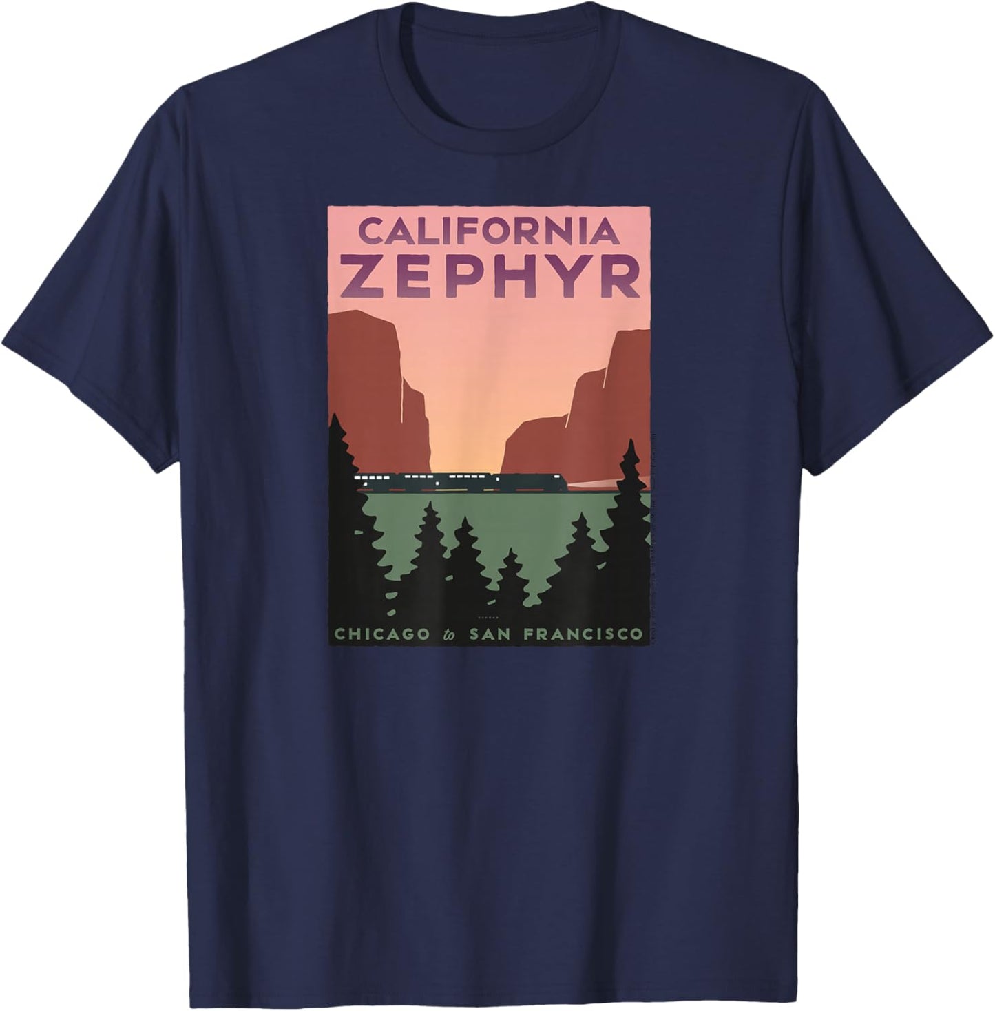 California Zephyr (Chicago to San Francisco) T-Shirt - T-Shirt | Navy