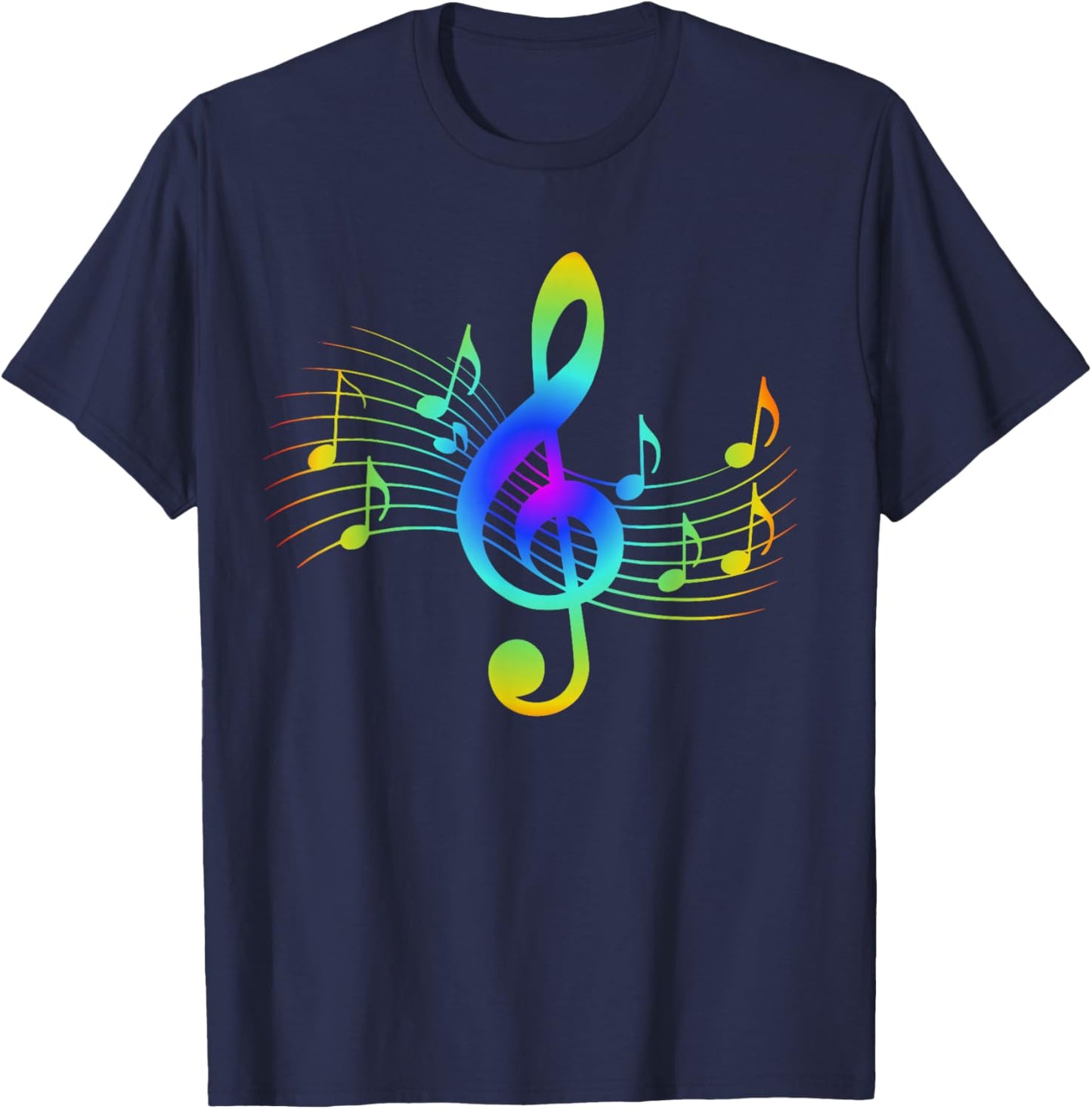 Colourful Treble Clef and Musical Notes Design for Music Love T-Shirt - T-Shirt | Navy