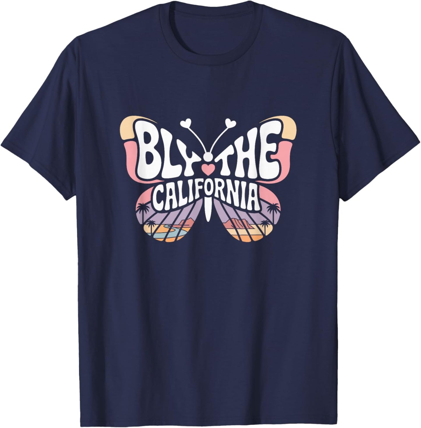 Blythe Butterfly - California Desert City Name Word Art T-Shirt - T-Shirt | Navy