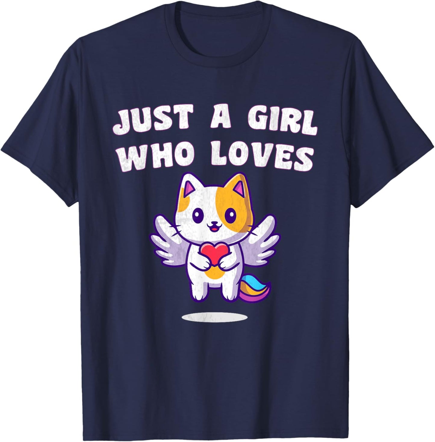 Funny Cute Cat "Just a Girl who Loves Meemeow" Pet DayTee T-Shirt - T-Shirt | Navy