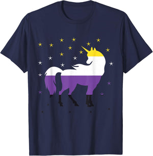 Drapeau Licorne Non Binaire T-Shirt - T-Shirt | Navy