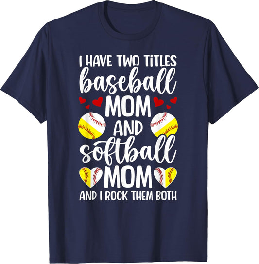 Baseball Mom And Softball Mom Proud Softball Baseball Mom T-Shirt - T-Shirt | Navy