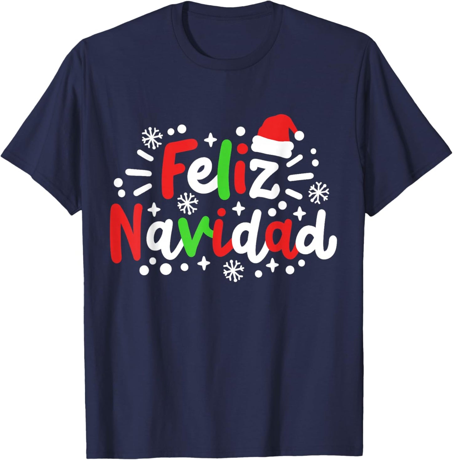 Feliz Navidad Matching Family Spanish Christmas Men Women T-Shirt - T-Shirt | Navy