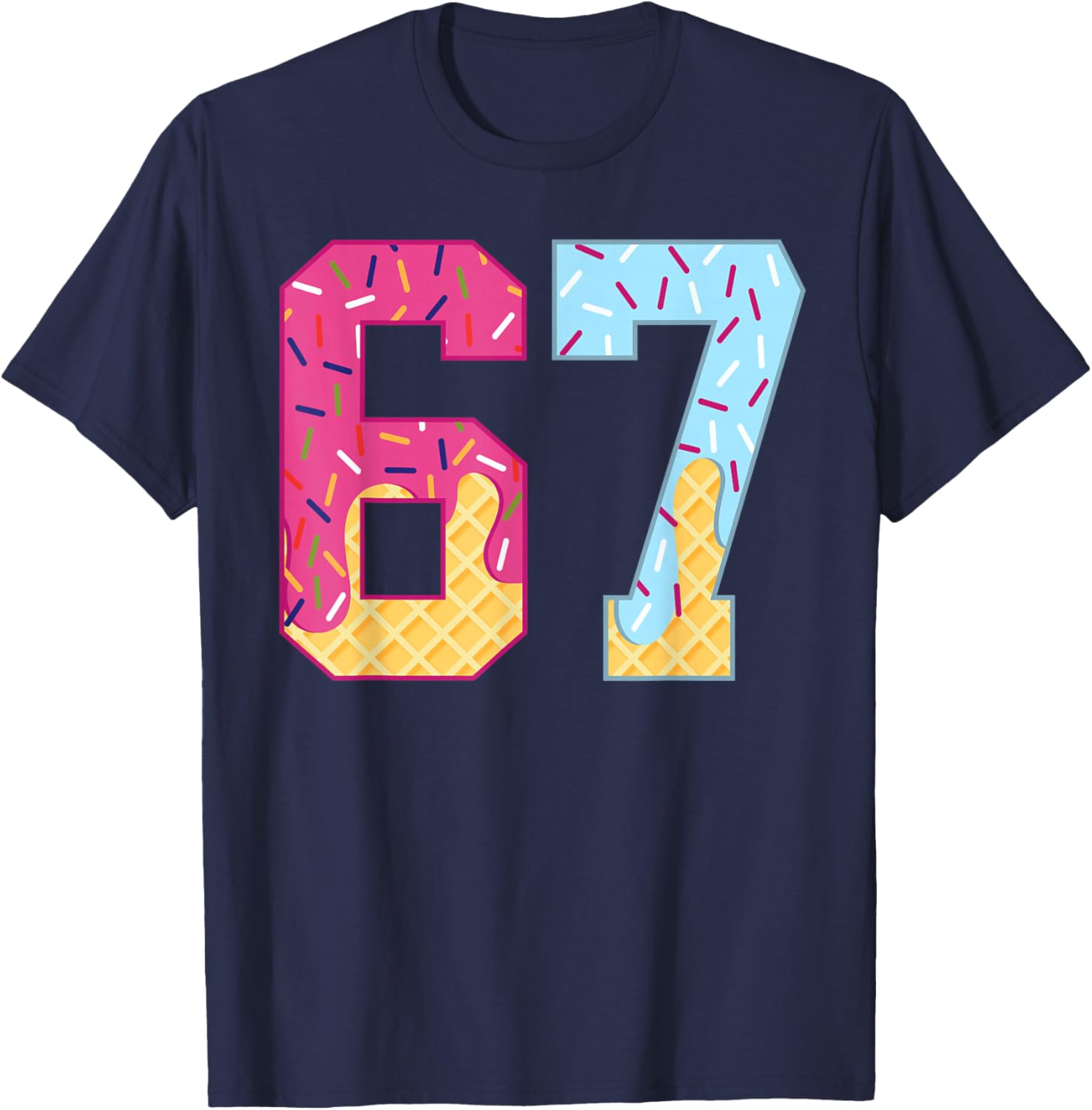 67 Ice Cream Drip Meme Six Seven Gen Alpha Slang T-Shirt - T-Shirt | Navy