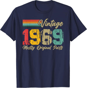 Vintage 1969 Mostly Original Parts Funny Birthday Year T-Shirt - T-Shirt | Navy