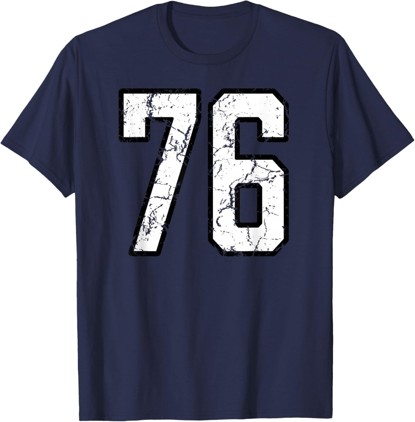 White and Black Sports Number 76 Jersey Uniform Player T-Shirt - T-Shirt | Navy
