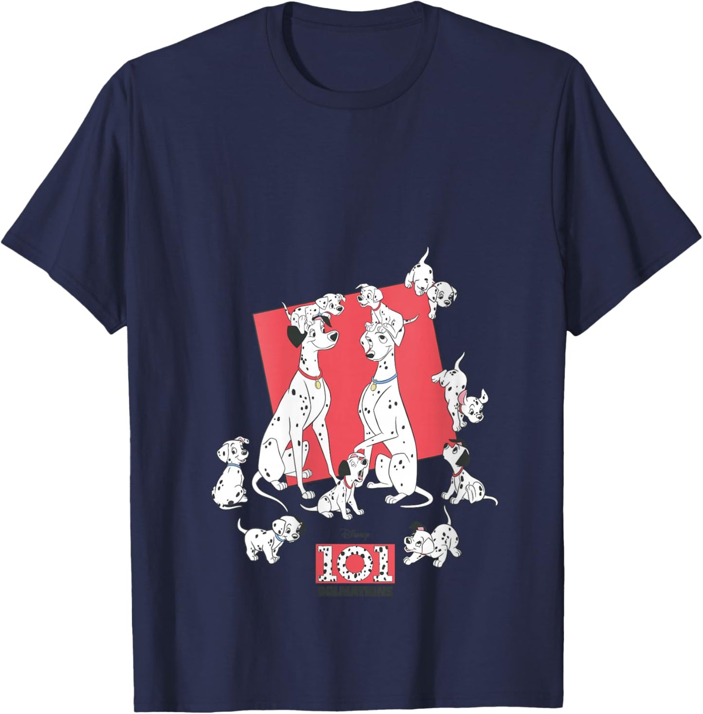 Women's Disney 101 Dalmatians Pongo Perdita Puppies Family V-Neck T-Shirt - T-Shirt | Navy