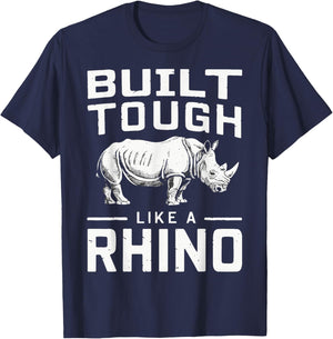 Rhino Built Tough Like A Rhino Zoo Rhinos T-Shirt - T-Shirt | Navy