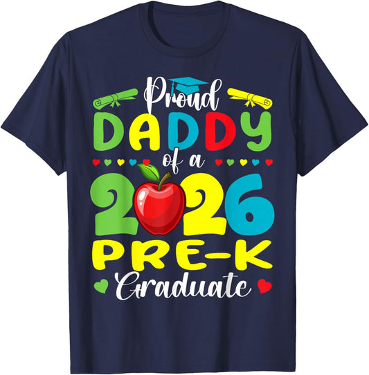 Proud Daddy of 2026 Pre-K Graduate Fathers Day Graduation T-Shirt - T-Shirt | Navy