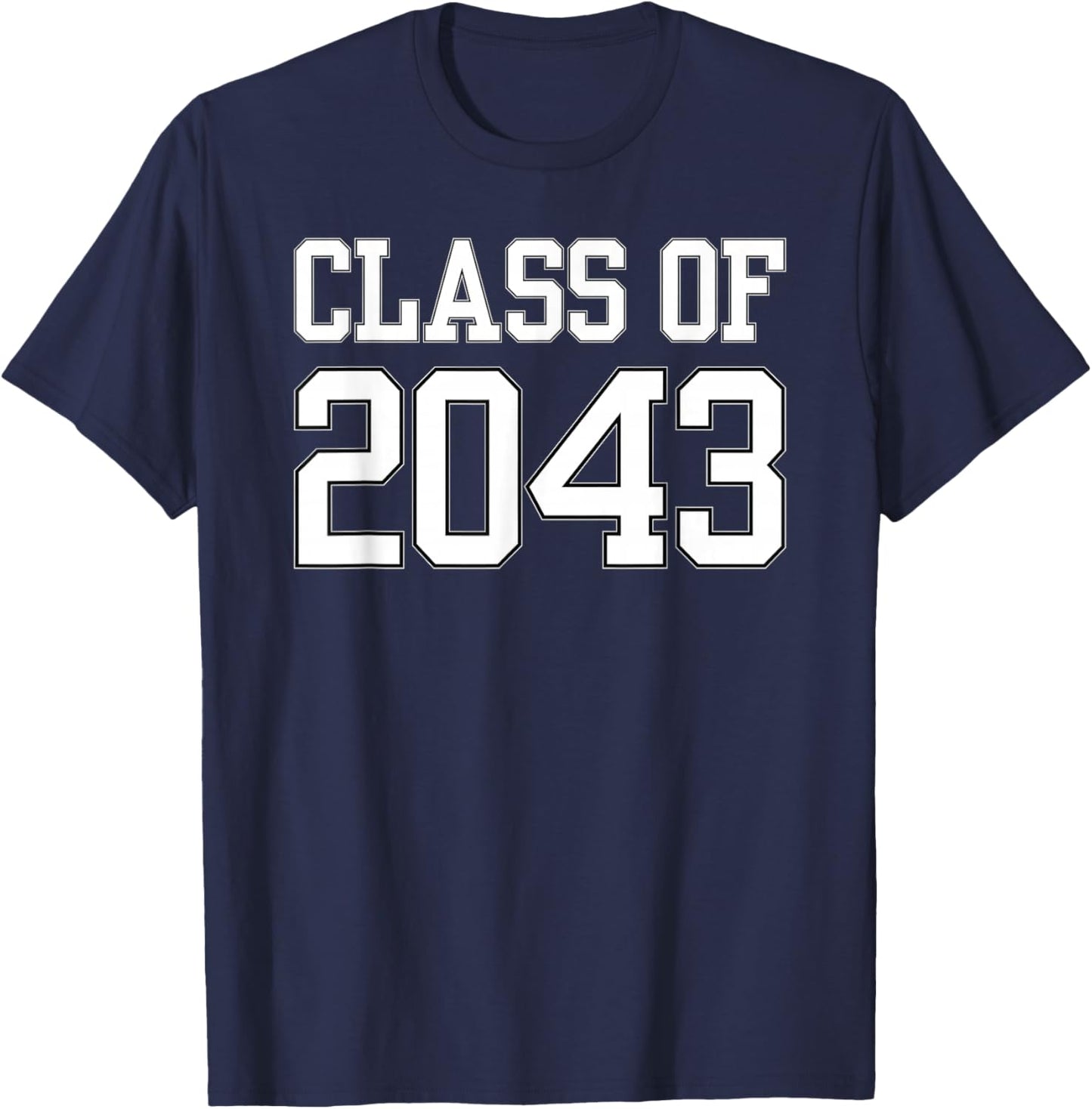 Class of 2043 Kindergarten to Graduation Grow With Me funny T-Shirt - T-Shirt | Navy