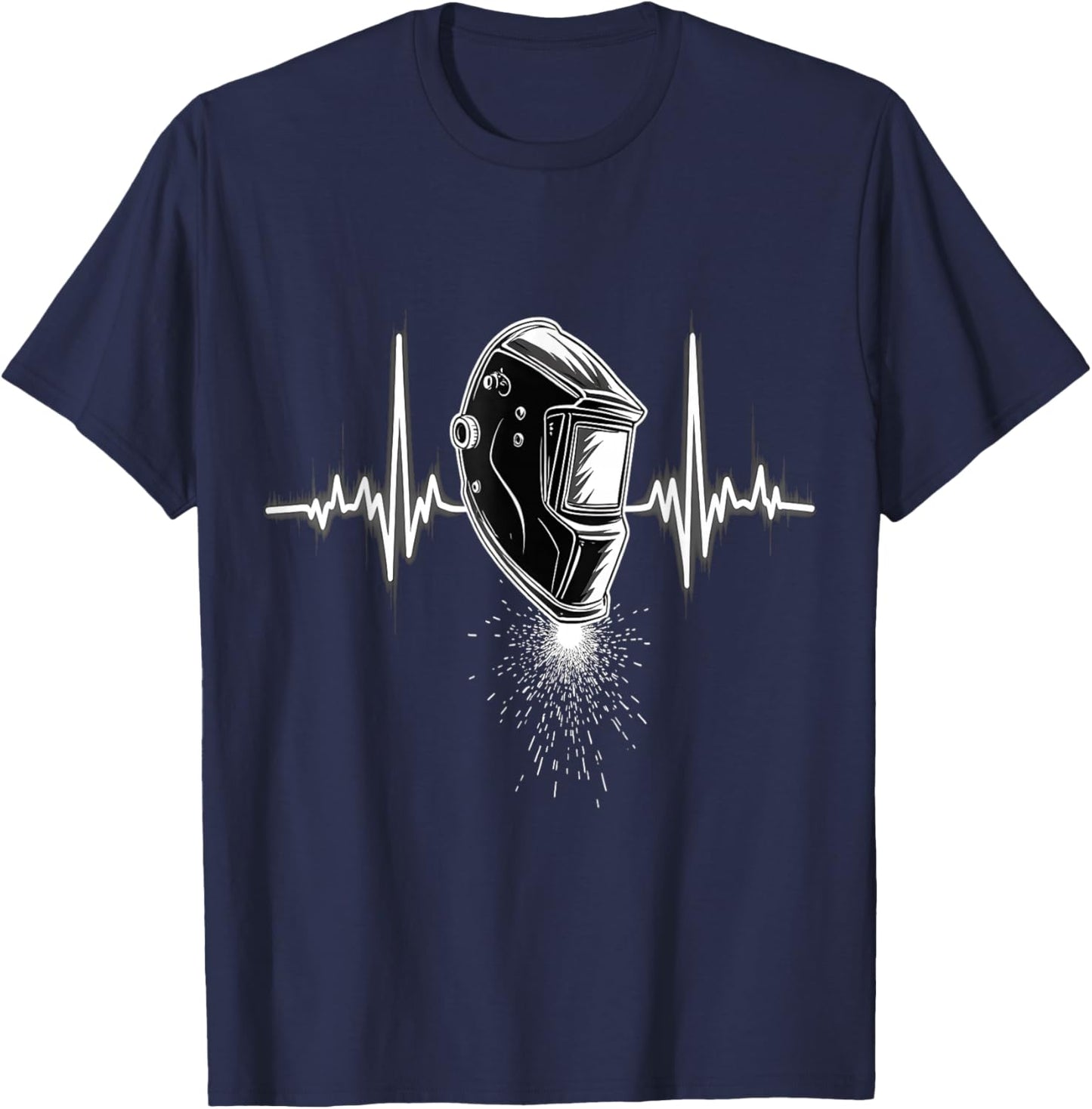 Welding Helmet Heartbeat T-Shirt - T-Shirt | Navy