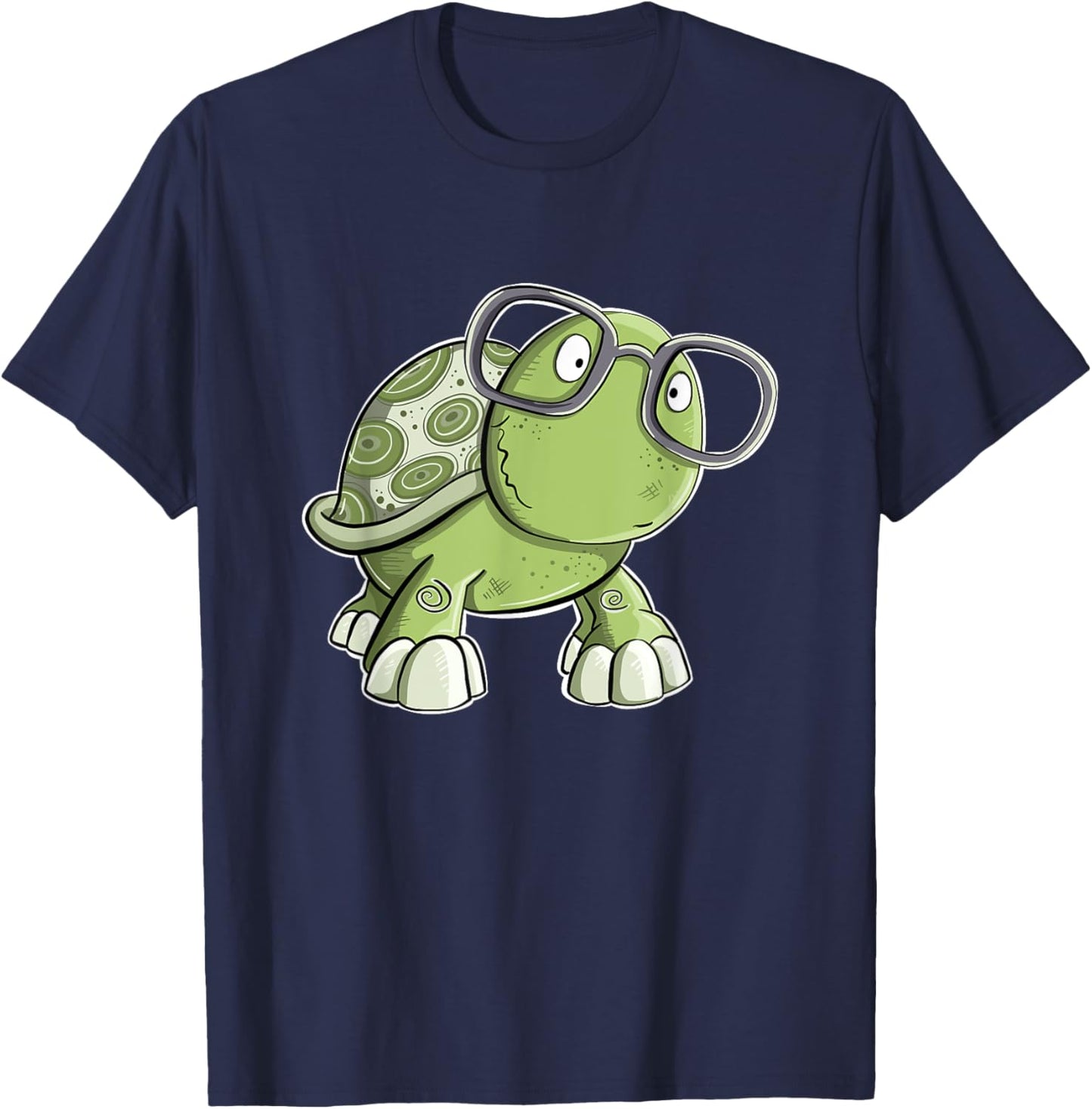 Funny Nerd Turtle With Glasses For Reptile Lover T-Shirt - T-Shirt | Navy