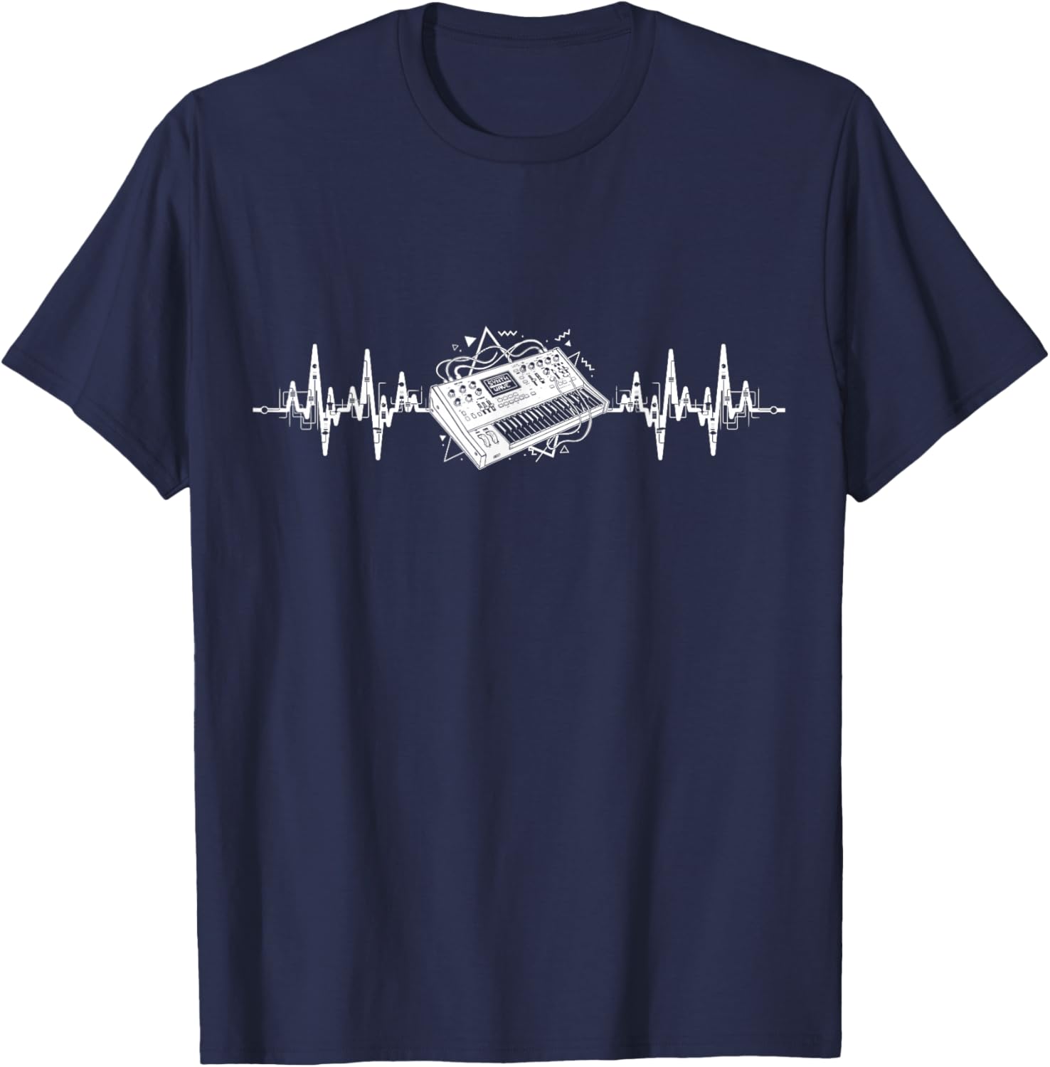 Synth-pop New-Wave-Music Dark-Wave Heartbeat Synthesizer T-Shirt - T-Shirt | Navy