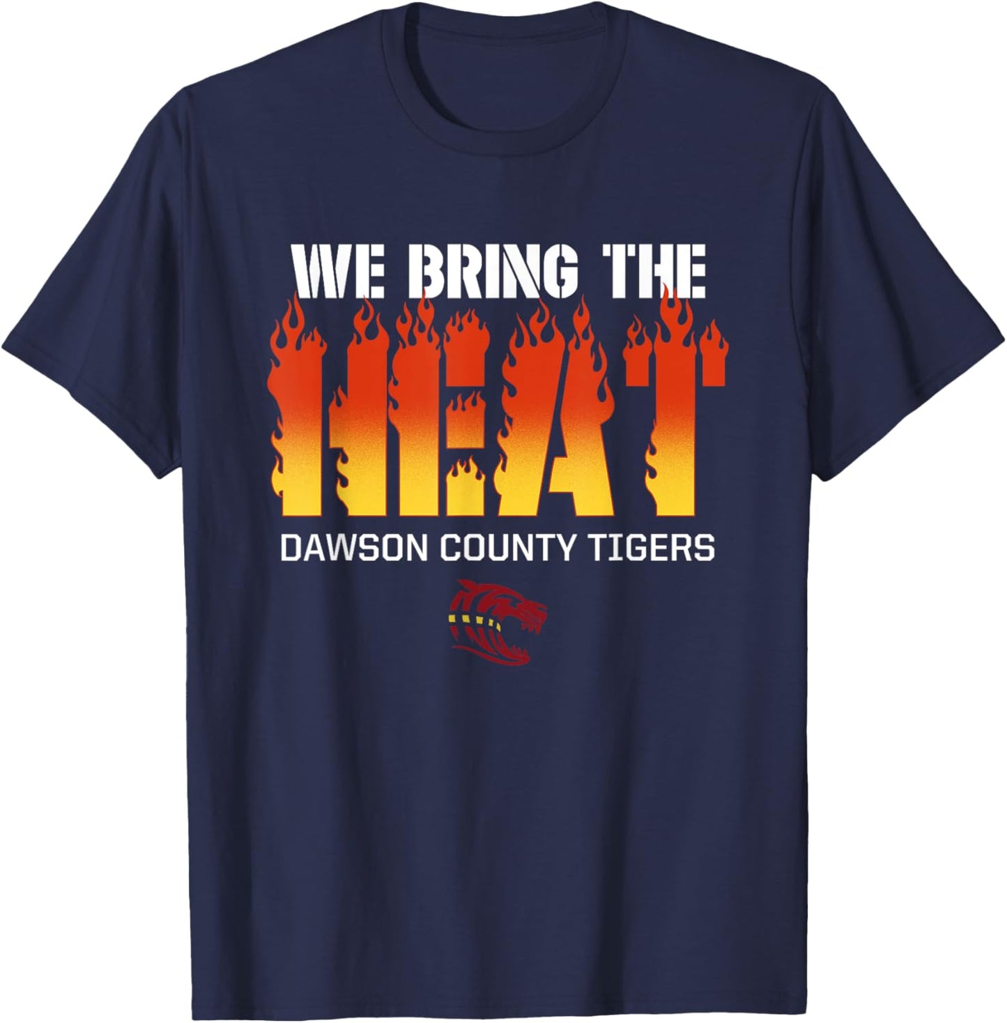 Dawson County Tigers Logo We Bring the Heat HS T-Shirt - T-Shirt | Navy