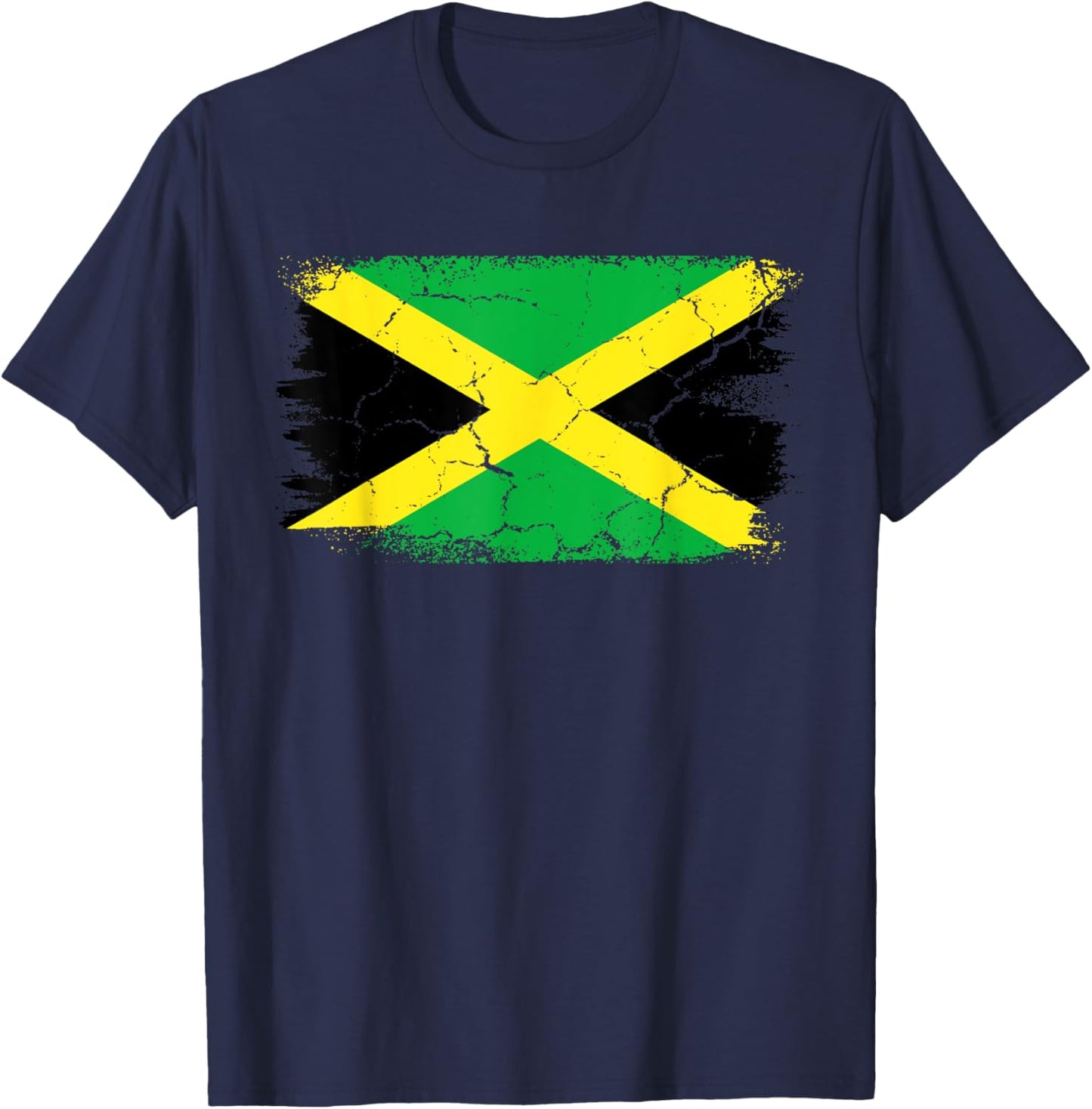 Retro Vintage Jamaican Flag Distress Jamaica T-Shirt - T-Shirt | Navy